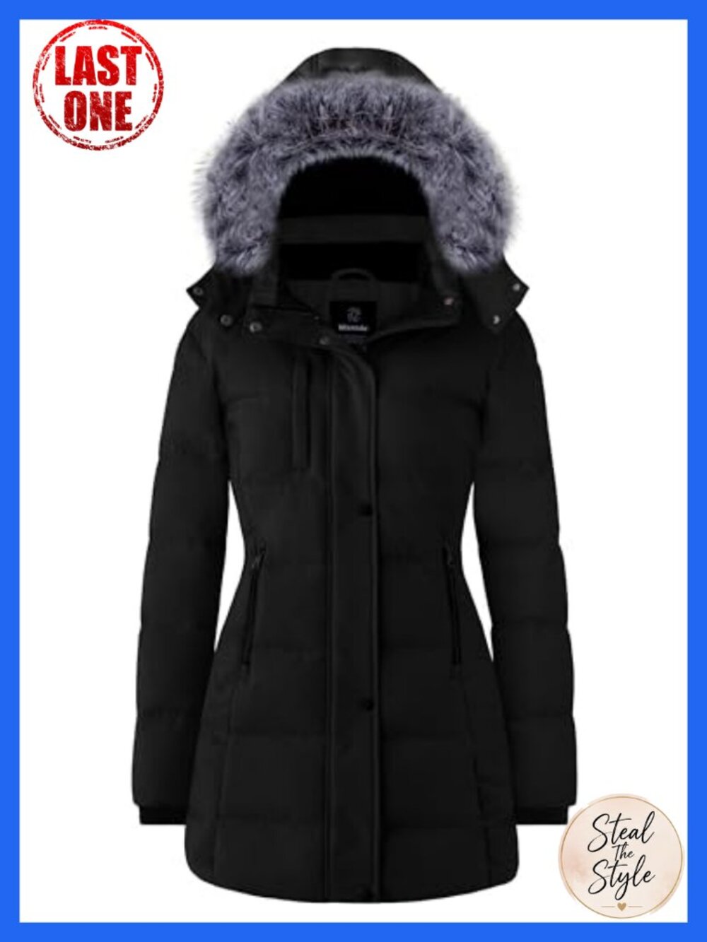Women's Quilted Puffer Parka Warm Winter Coat Faux Fur Hooded Jacket